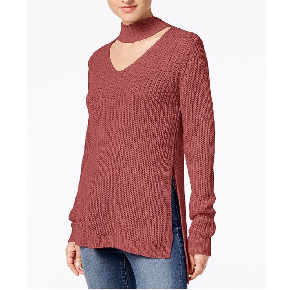 Planet Gold Cutout Turtleneck Sweater